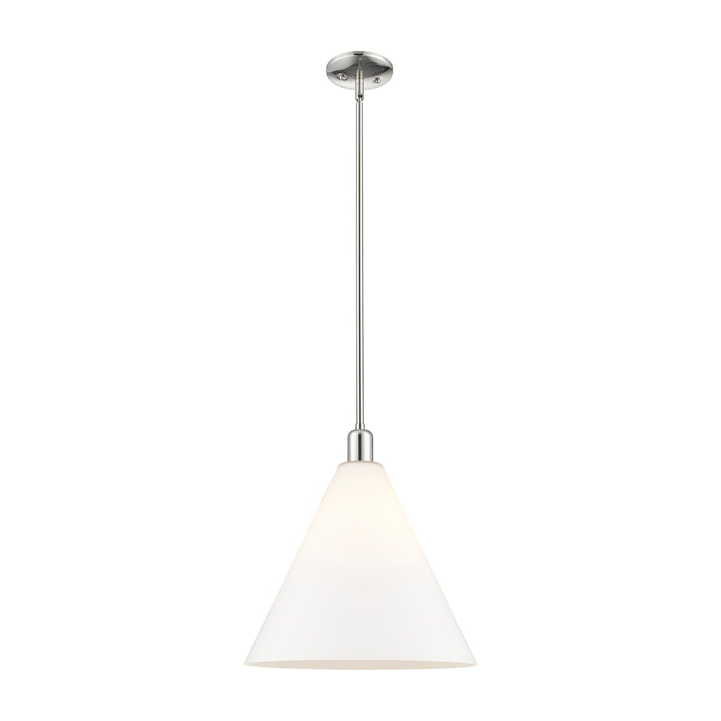 Innovations Berkshire Glass 16in 1-Light Mini Pendant | Industrial Polished Nickel and Matte White Glass | Kitchen Island & | Model 716-1S-PN-GBC-161