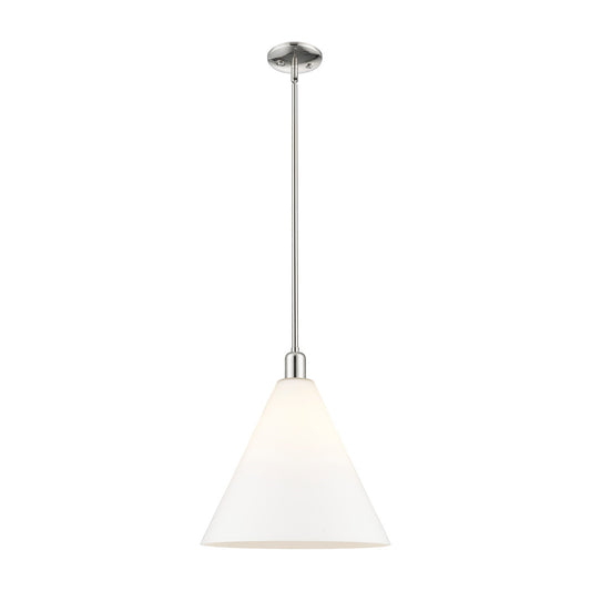 Innovations Berkshire Glass 16in 1-Light Mini Pendant | Industrial Polished Nickel and Matte White Glass | Kitchen Island & | Model 716-1S-PN-GBC-161