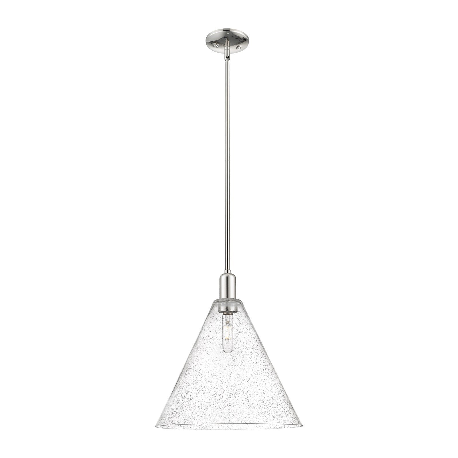 Innovations Berkshire Glass 16in 1-Light Mini Pendant | Industrial Polished Nickel Steel and Seedy Glass | Kitchen Island & | Model 716-1S-PN-GBC-164