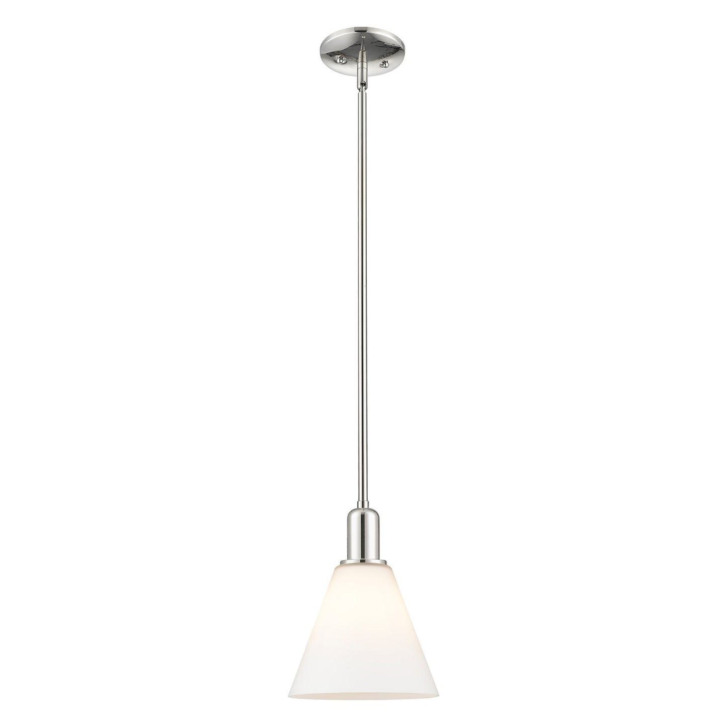 Innovations Berkshire Glass 8in 1-Light Mini Pendant | Industrial Polished Nickel Steel and Matte White Glass | Kitchen Island & | Model 716-1S-PN-GBC-81