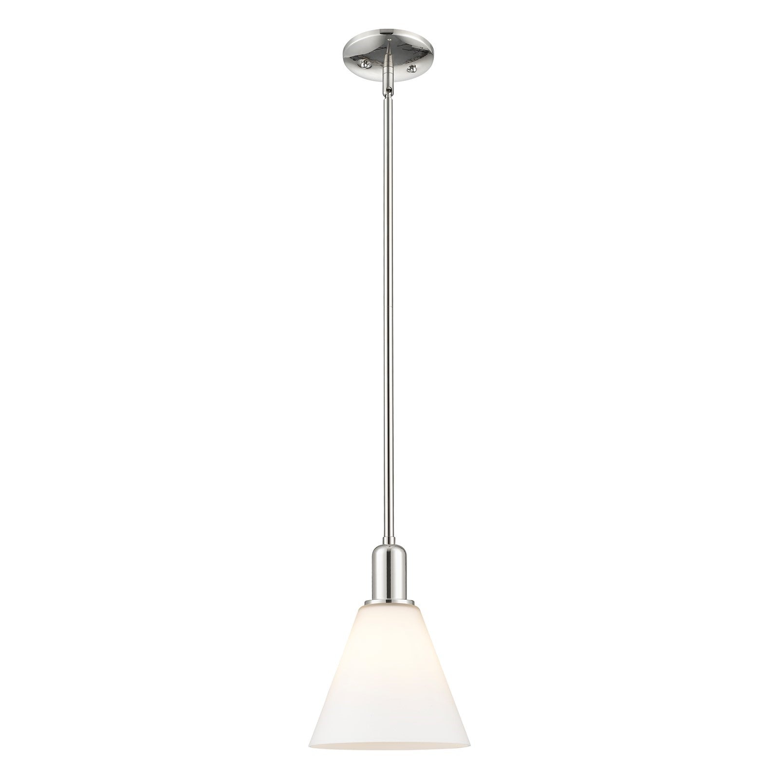 Innovations Berkshire Glass 8in 1-Light Mini Pendant | Industrial Polished Nickel Steel and Matte White Glass | Kitchen Island & | Model 716-1S-PN-GBC-81