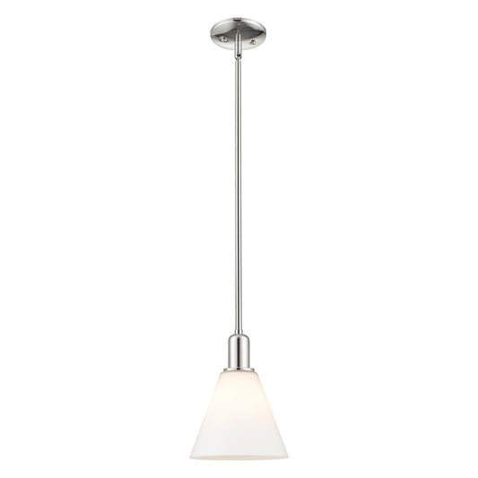 Innovations Berkshire Glass 8in 1-Light Mini Pendant | Industrial Polished Nickel Steel and Matte White Glass | Kitchen Island & | Model 716-1S-PN-GBC-81