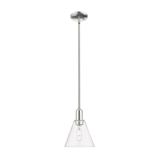 Innovations Berkshire 8in 1-Light Mini Pendant | Industrial Modern Polished Nickel and Clear Cone Glass | Kitchen Island & Dining | Model 716-1S-PN-GBC-82
