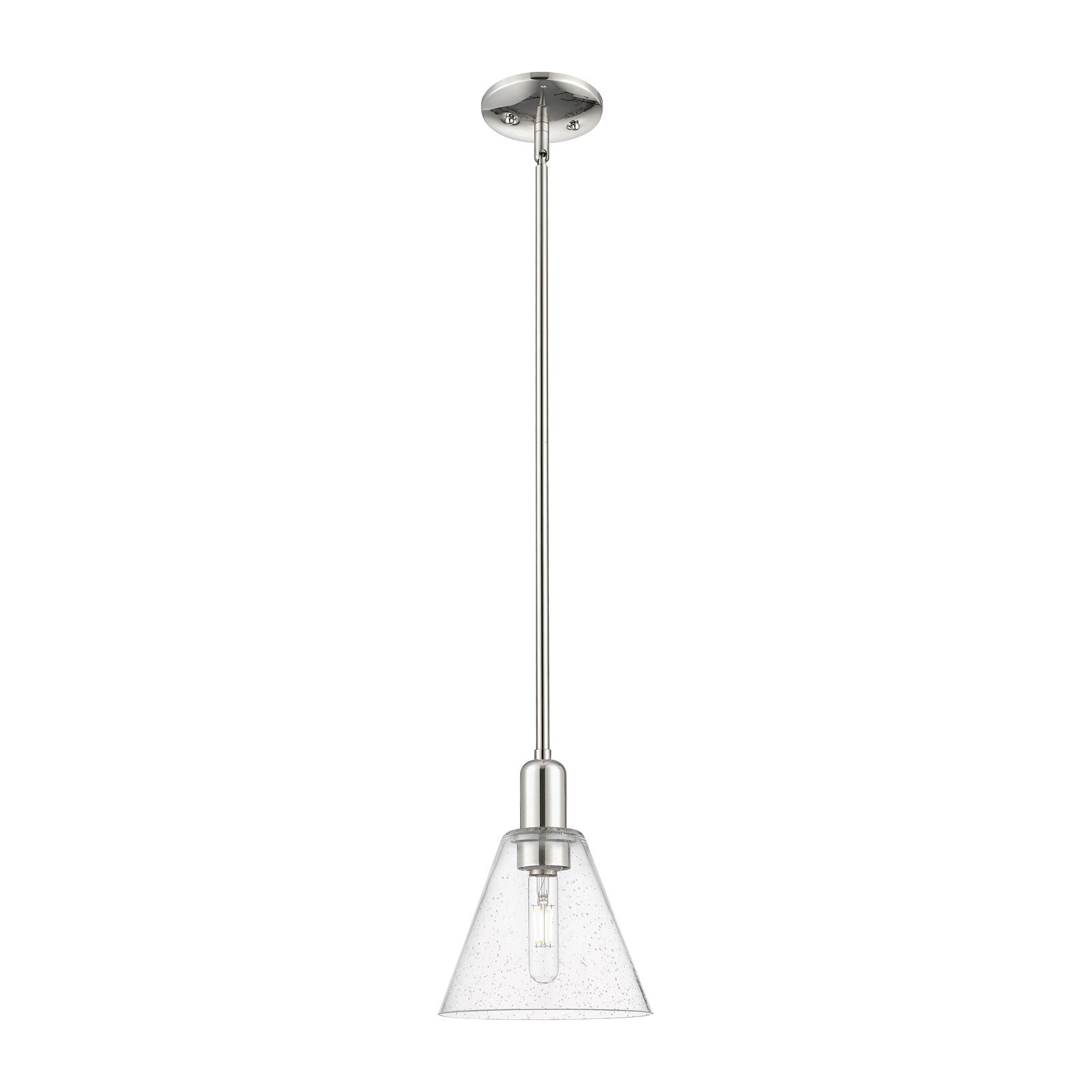 Innovations Berkshire Glass 8in 1-Light Mini Pendant | Industrial Polished Nickel Steel and Seedy Glass | Kitchen Island & Dining | Model 716-1S-PN-GBC-84