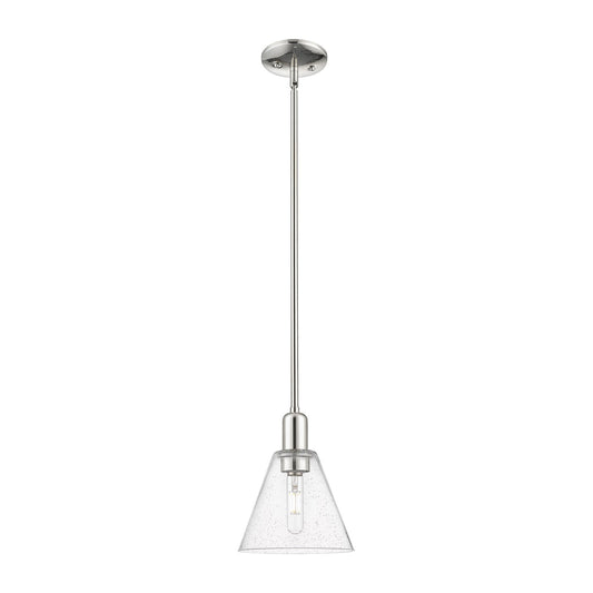 Innovations Berkshire Glass 8in 1-Light Mini Pendant | Industrial Polished Nickel Steel and Seedy Glass | Kitchen Island & Dining | Model 716-1S-PN-GBC-84