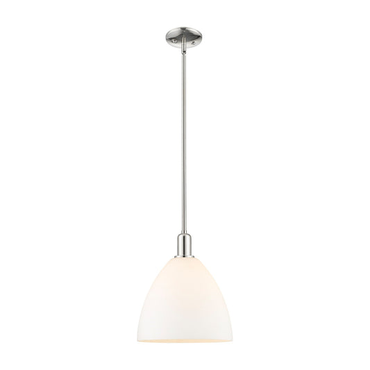Innovations Bristol 12in 1-Light Mini Pendant | Industrial Polished Nickel and Matte White Glass | Kitchen Island & Dining Room | Model 716-1S-PN-GBD-121