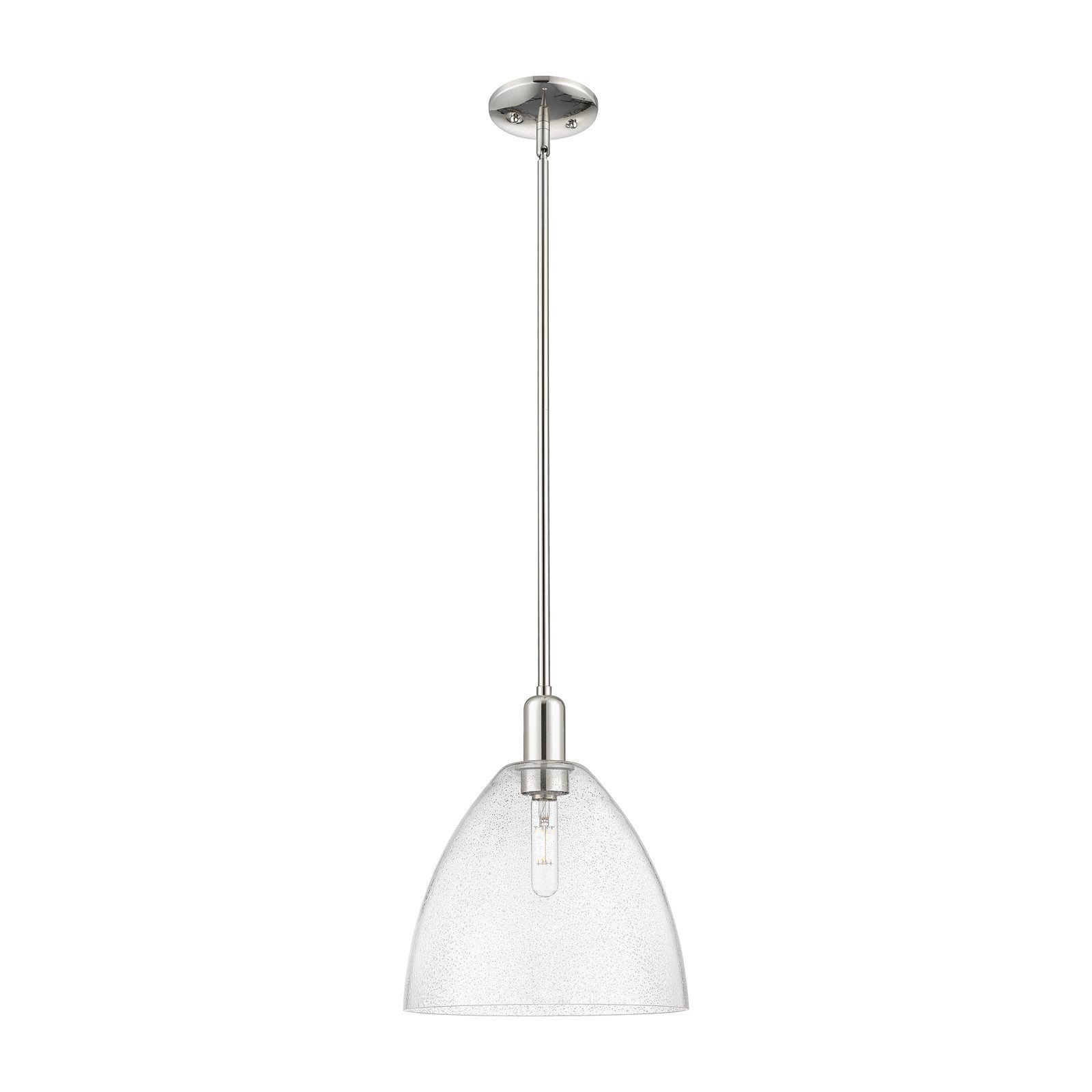 Innovations Bristol 12in 1-Light Mini Pendant | Industrial Polished Nickel Steel and Seedy Glass | Kitchen Island & Dining Room | Model 716-1S-PN-GBD-124