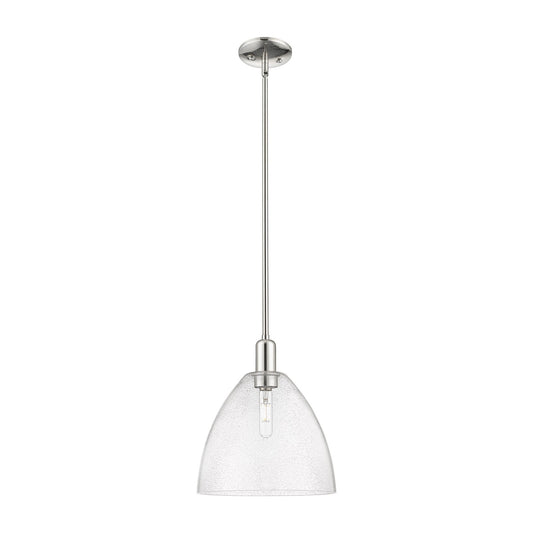 Innovations Bristol 12in 1-Light Mini Pendant | Industrial Polished Nickel Steel and Seedy Glass | Kitchen Island & Dining Room | Model 716-1S-PN-GBD-124