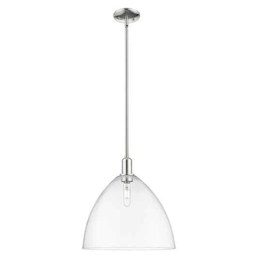 Innovations Bristol 16in 1-Light Mini Pendant | Industrial Polished Nickel Steel and Clear Glass | Kitchen Island & Dining Room | Model 716-1S-PN-GBD-162