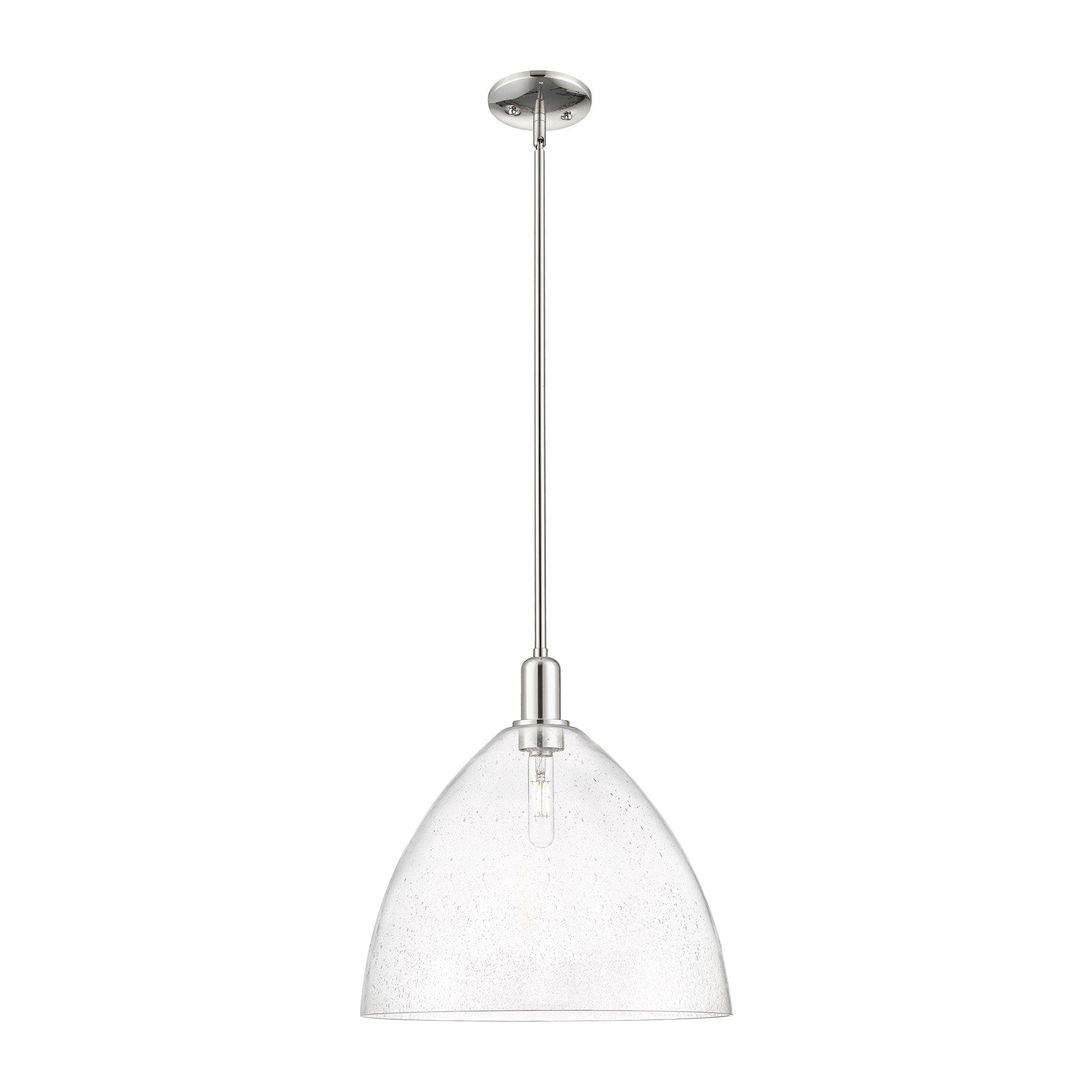 Innovations Bristol 16in 1-Light Mini Pendant | Industrial Polished Nickel Steel and Seedy Glass | Kitchen Island & Dining Room | Model 716-1S-PN-GBD-164