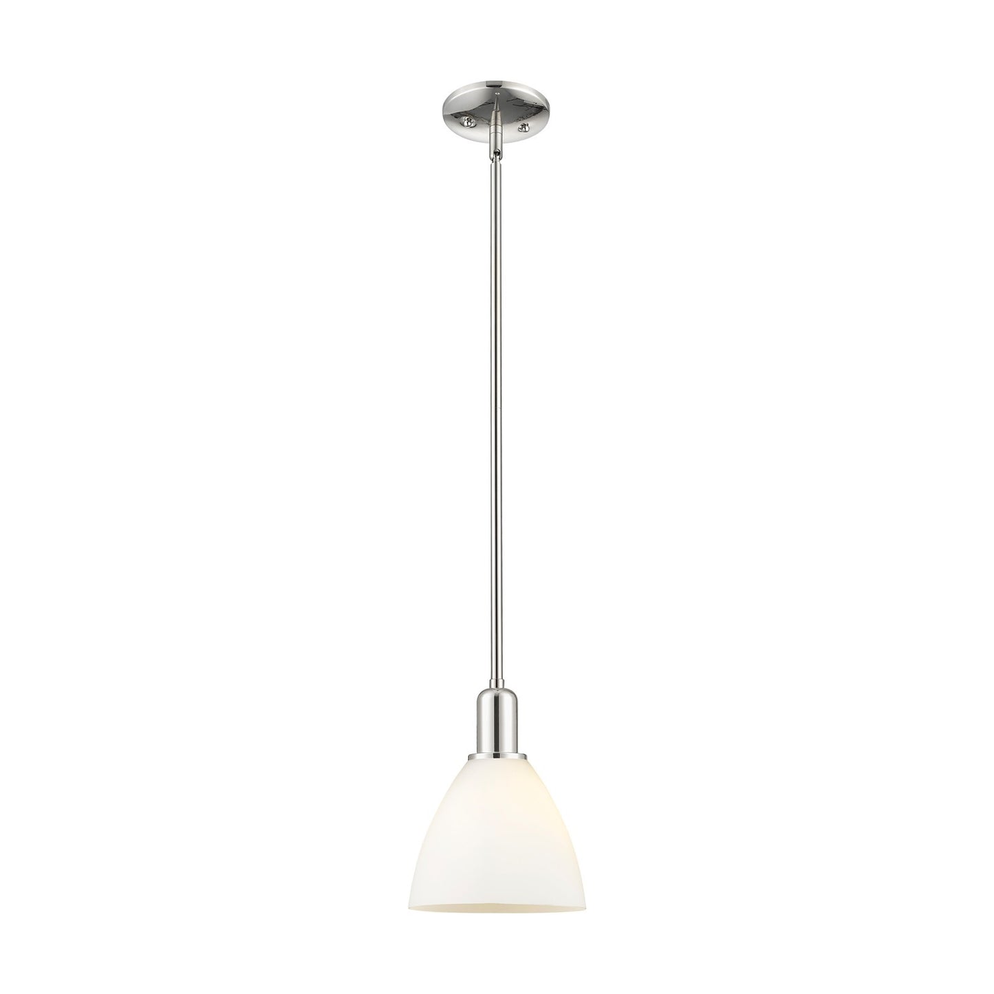 Innovations Bristol 8in 1-Light Mini Pendant | Industrial Polished Nickel and Matte White Glass | Kitchen Island & Dining Room | Model 716-1S-PN-GBD-751