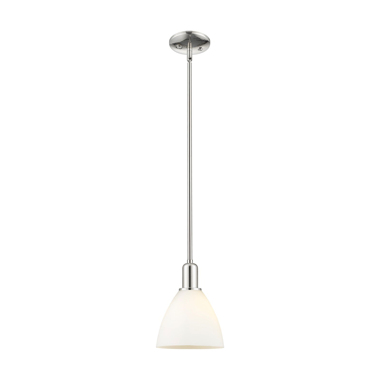 Innovations Bristol 8in 1-Light Mini Pendant | Industrial Polished Nickel and Matte White Glass | Kitchen Island & Dining Room | Model 716-1S-PN-GBD-751