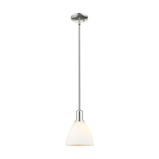 Innovations Bristol 8in 1-Light Mini Pendant | Industrial Polished Nickel and Matte White Glass | Kitchen Island & Dining Room | Model 716-1S-PN-GBD-751