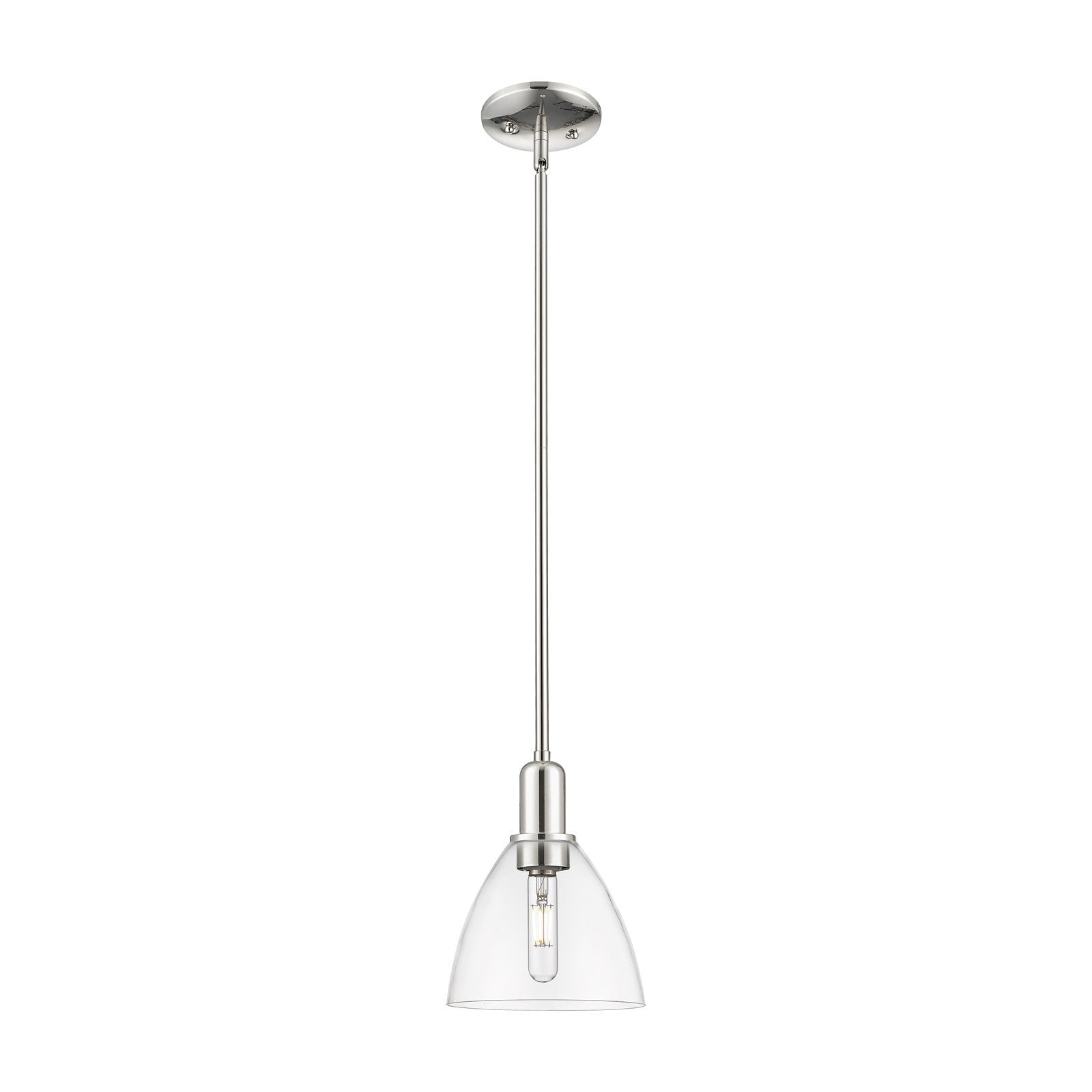Innovations Bristol 8in 1-Light Mini Pendant | Industrial Polished Nickel Steel and Clear Glass | Kitchen Island & Dining Room | Model 716-1S-PN-GBD-752