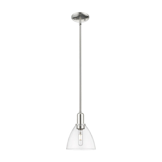 Innovations Bristol 8in 1-Light Mini Pendant | Industrial Polished Nickel Steel and Clear Glass | Kitchen Island & Dining Room | Model 716-1S-PN-GBD-752