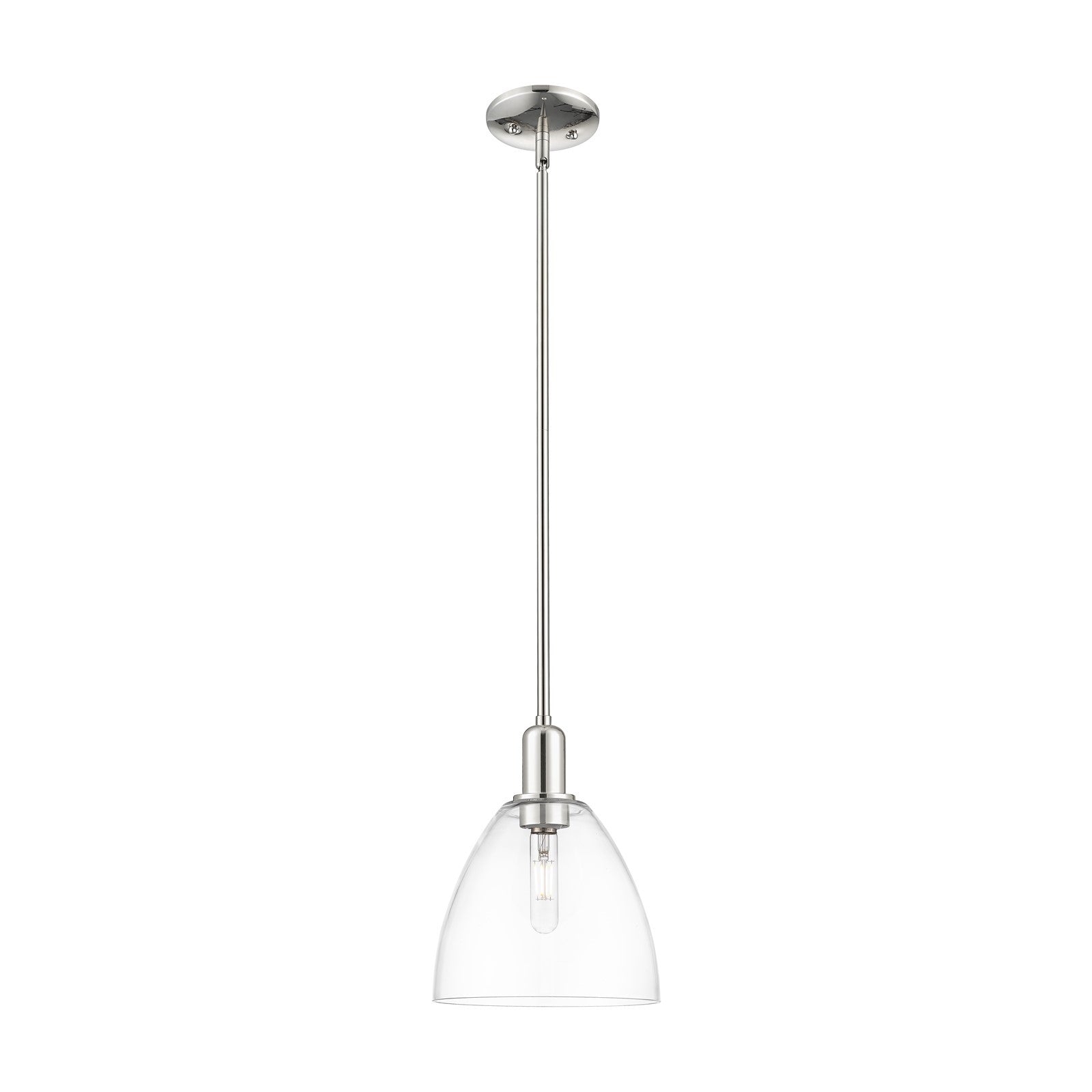 Innovations Bristol 9in 1-Light Mini Pendant | Industrial Polished Nickel and Clear Glass | Kitchen Island & Dining Room | 9 x 9 | Model 716-1S-PN-GBD-92
