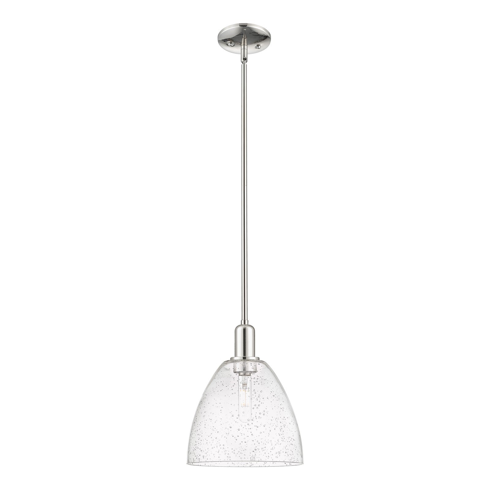 Innovations Bristol 9in 1-Light Mini Pendant | Industrial Polished Nickel Steel and Seedy Glass | Kitchen Island & Dining Room | Model 716-1S-PN-GBD-94