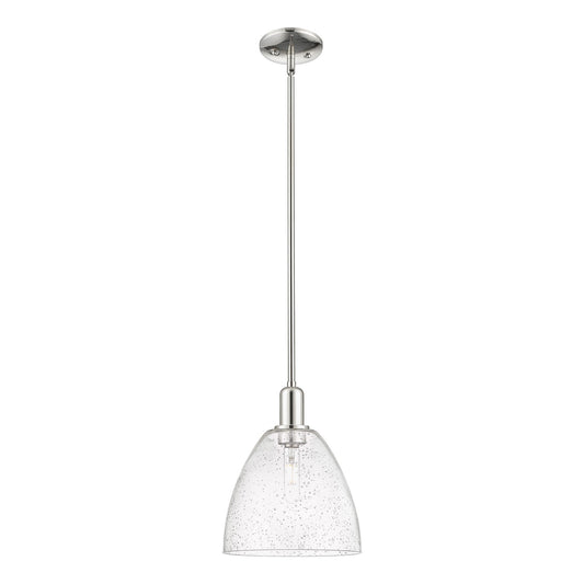 Innovations Bristol 9in 1-Light Mini Pendant | Industrial Polished Nickel Steel and Seedy Glass | Kitchen Island & Dining Room | Model 716-1S-PN-GBD-94