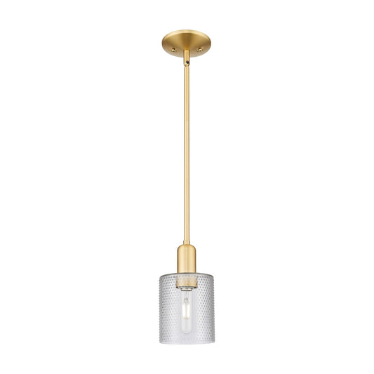 Innovations Cobbleskill 5in 1-Light Mini Pendant | Industrial Satin Gold Steel and Clear Glass | Kitchen Island & Dining Room | Model 716-1S-SG-G112