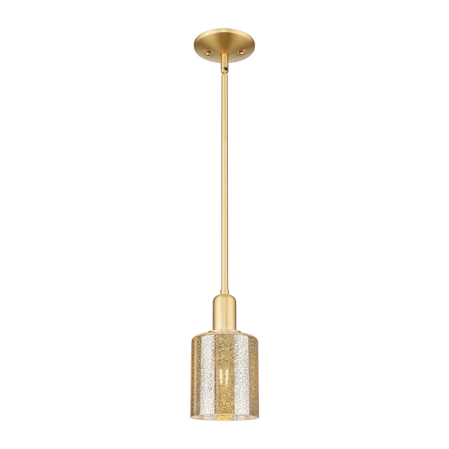 Innovations Cobbleskill 5in 1-Light Mini Pendant | Industrial Satin Gold Steel and Mercury Glass | Kitchen Island & Dining Room | 5 | Model 716-1S-SG-G116