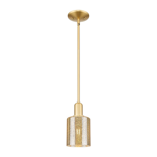 Innovations Cobbleskill 5in 1-Light Mini Pendant | Industrial Satin Gold Steel and Mercury Glass | Kitchen Island & Dining Room | 5 | Model 716-1S-SG-G116