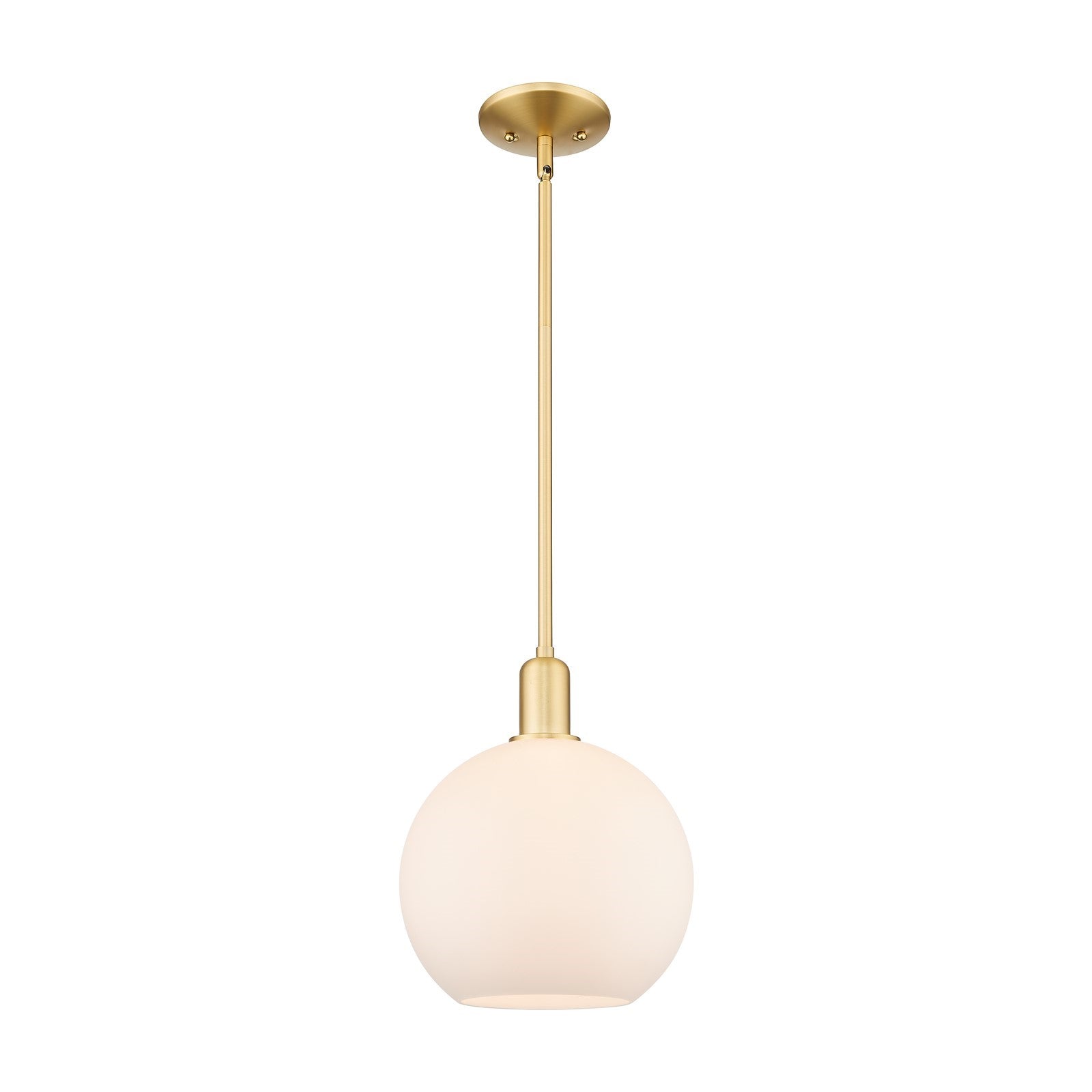Innovations Athens 10in 1-Light Mini Pendant | Industrial Satin Gold Steel and Matte White Glass | Kitchen Island & Dining Room | Model 716-1S-SG-G121-10