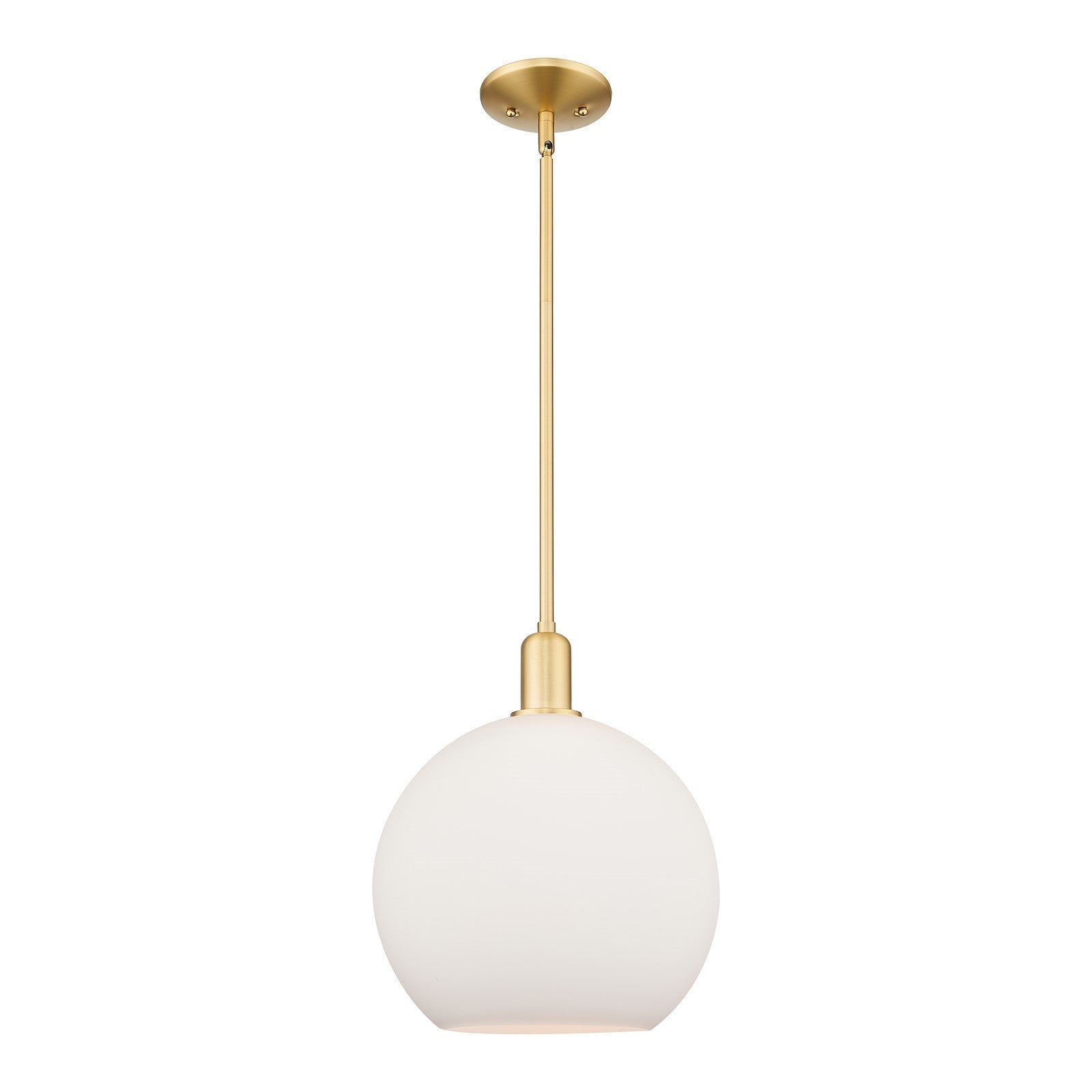 Innovations Athens 12in 1-Light Mini Pendant | Industrial Satin Gold Steel and Matte White Glass | Kitchen Island & Dining Room | Model 716-1S-SG-G121-12