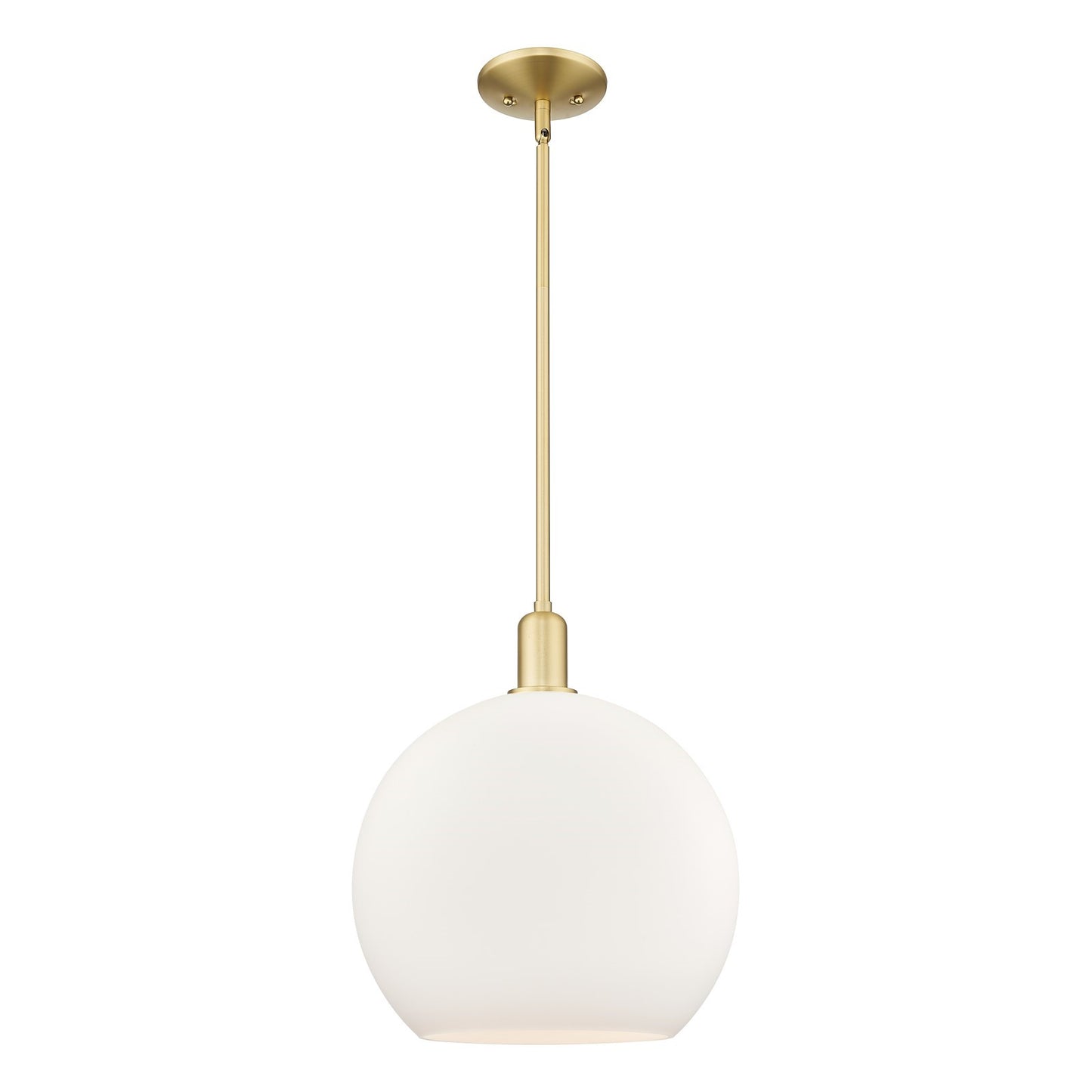 Innovations Athens 14in 1-Light Mini Pendant | Industrial Satin Gold Steel and Matte White Glass | Kitchen Island & Dining Room | Model 716-1S-SG-G121-14