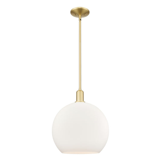 Innovations Athens 14in 1-Light Mini Pendant | Industrial Satin Gold Steel and Matte White Glass | Kitchen Island & Dining Room | Model 716-1S-SG-G121-14