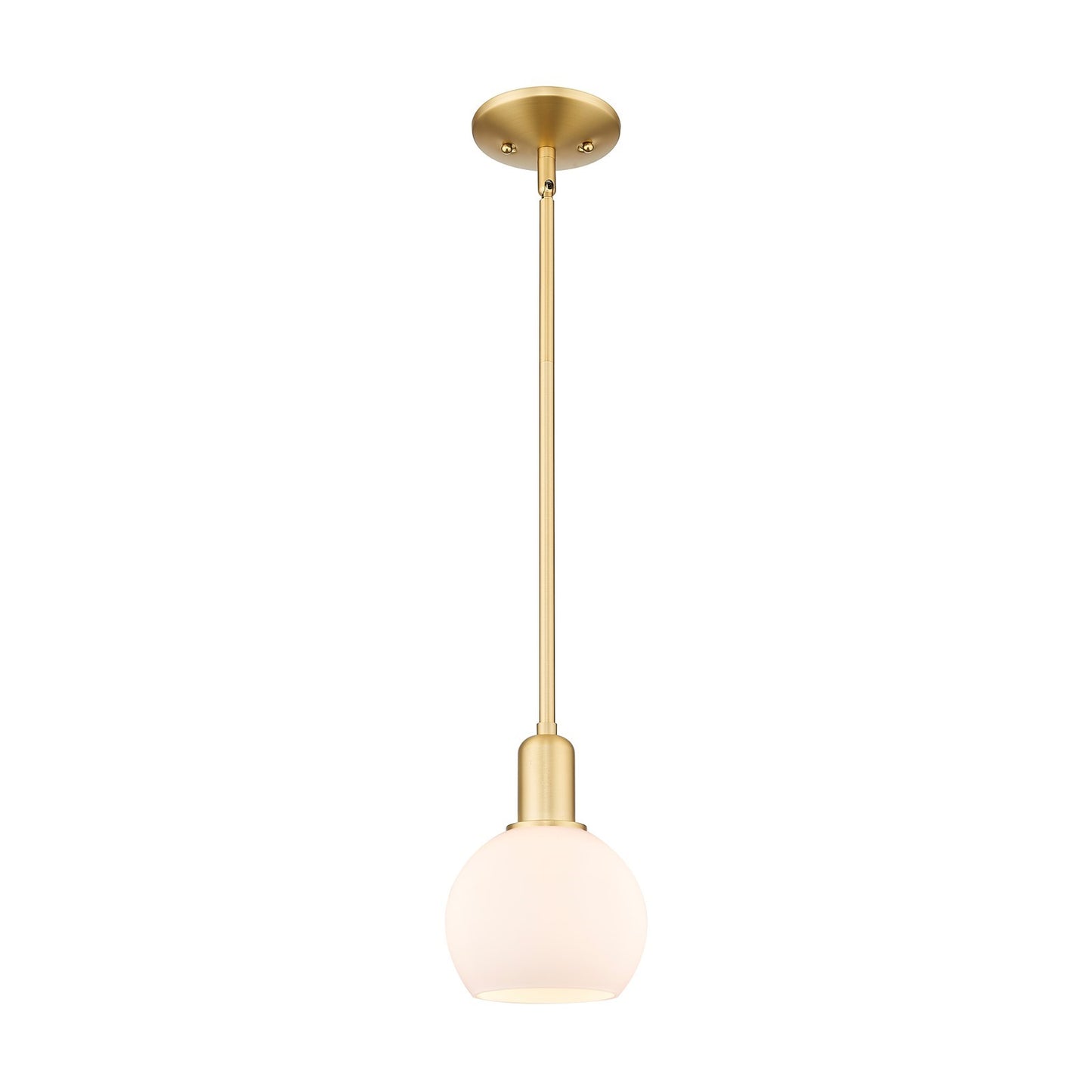 Innovations Athens 6in 1-Light Mini Pendant | Industrial Satin Gold Steel and Matte White Glass | Kitchen Island & Dining Room | Model 716-1S-SG-G121-6