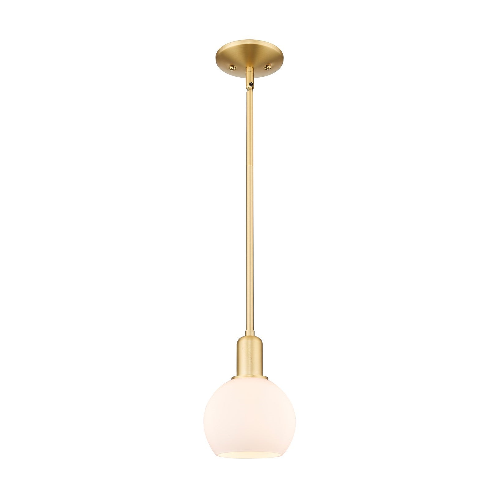 Innovations Athens 6in 1-Light Mini Pendant | Industrial Satin Gold Steel and Matte White Glass | Kitchen Island & Dining Room | Model 716-1S-SG-G121-6