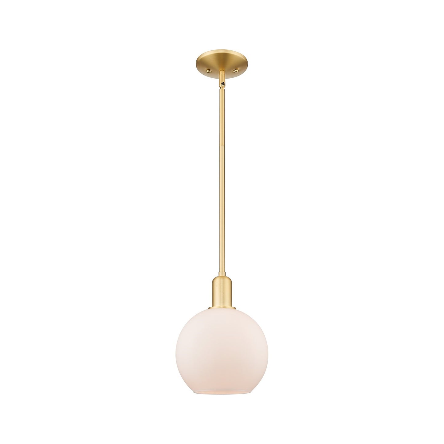 Innovations Athens 8in 1-Light Mini Pendant | Industrial Satin Gold Steel and Matte White Glass | Kitchen Island & Dining Room | Model 716-1S-SG-G121-8