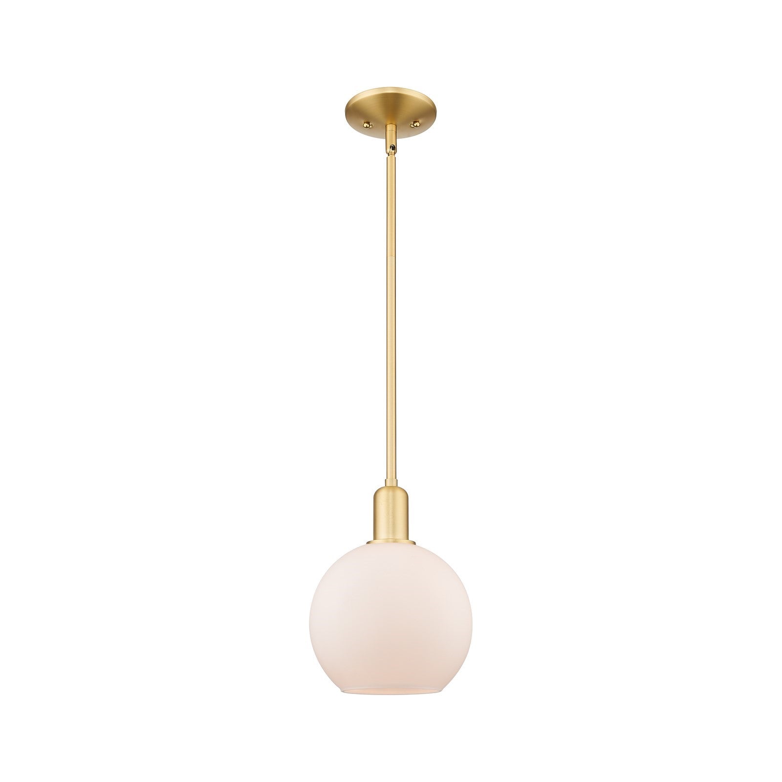 Innovations Athens 8in 1-Light Mini Pendant | Industrial Satin Gold Steel and Matte White Glass | Kitchen Island & Dining Room | Model 716-1S-SG-G121-8