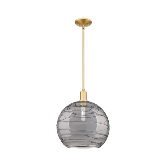Innovations Athens Deco Swirl 14in 1-Light Mini Pendant | Industrial Satin Gold Steel and Light Smoke Glass | Kitchen Island | Model 716-1S-SG-G1213-14SM