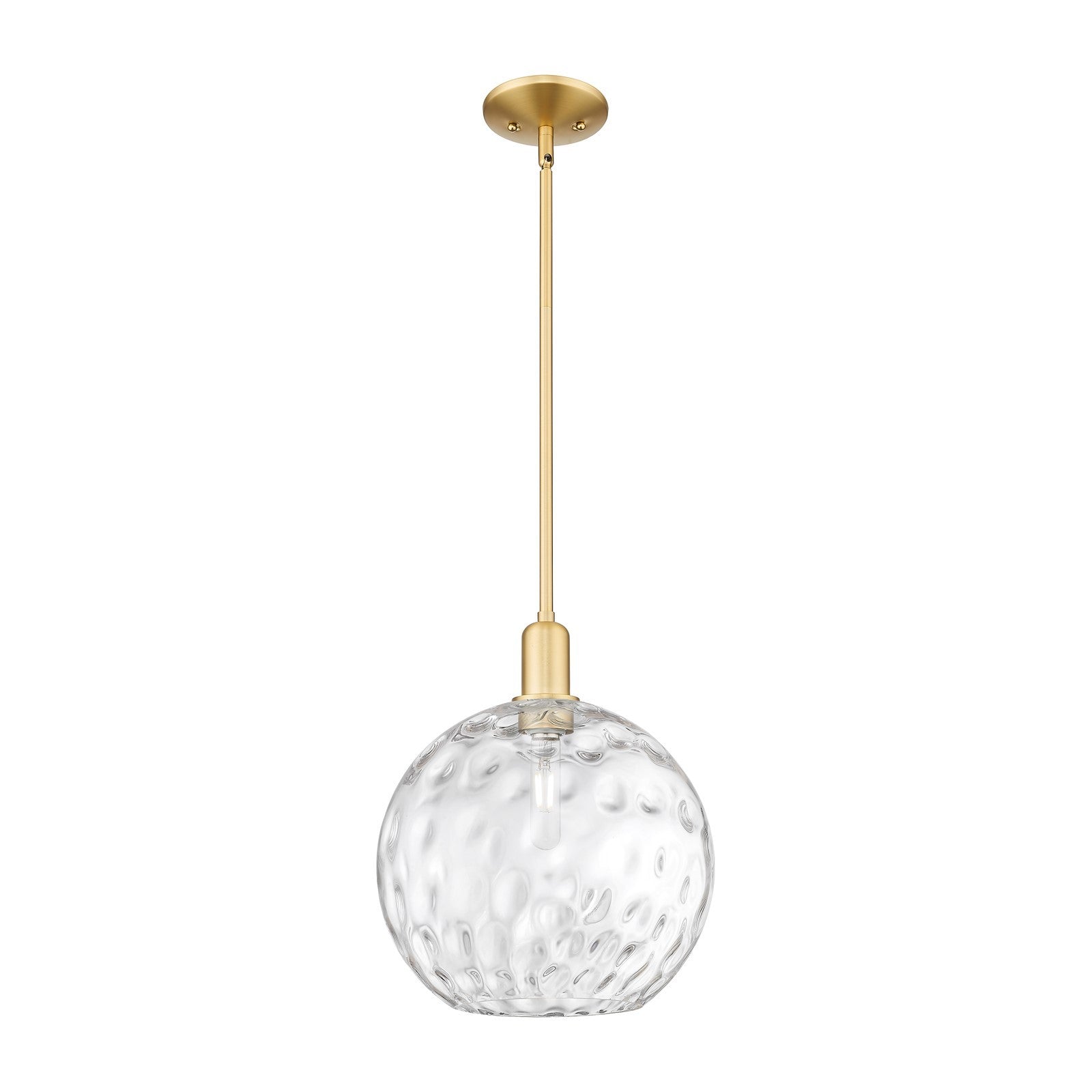 Innovations Athens 12in 1-Light Mini Pendant | Industrial Satin Gold Steel and Clear Water Glass | Kitchen Island & Dining Room | Model 716-1S-SG-G1215-12