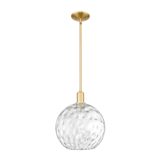 Innovations Athens 12in 1-Light Mini Pendant | Industrial Satin Gold Steel and Clear Water Glass | Kitchen Island & Dining Room | Model 716-1S-SG-G1215-12