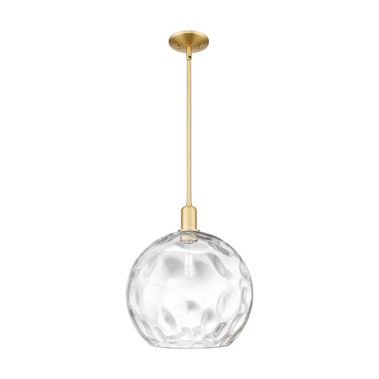 Innovations Athens Water Glass 13in 1-Light Mini Pendant | Industrial Satin Gold Steel and Clear Water Glass | Kitchen Island & | Model 716-1S-SG-G1215-14