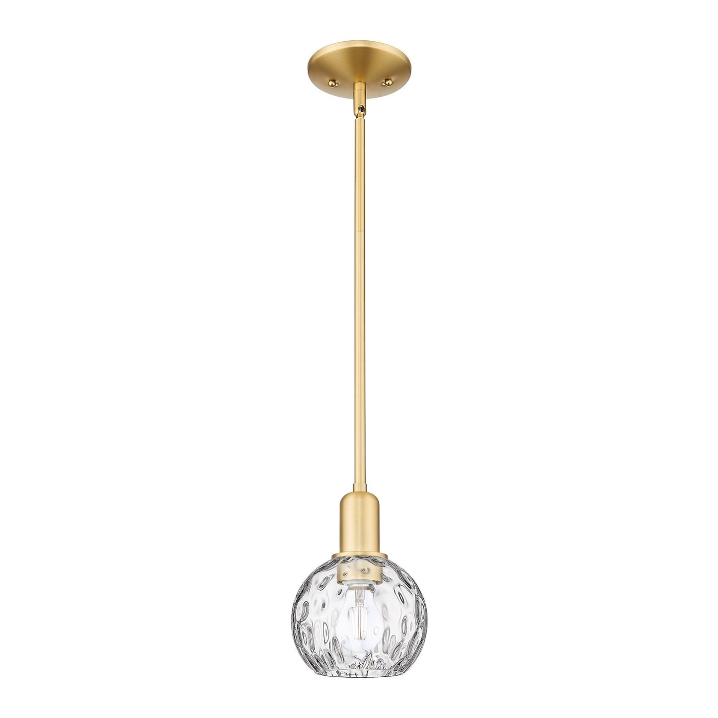 Innovations Athens Water Glass 6in 1-Light Mini Pendant | Industrial Satin Gold Steel and Clear Glass | Kitchen Island & Dining | Model 716-1S-SG-G1215-6