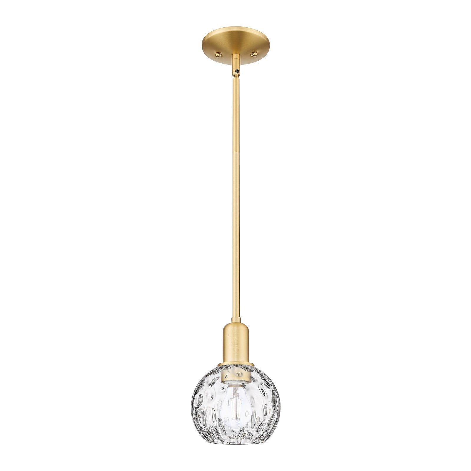 Innovations Athens Water Glass 6in 1-Light Mini Pendant | Industrial Satin Gold Steel and Clear Glass | Kitchen Island & Dining | Model 716-1S-SG-G1215-6