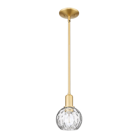 Innovations Athens Water Glass 6in 1-Light Mini Pendant | Industrial Satin Gold Steel and Clear Glass | Kitchen Island & Dining | Model 716-1S-SG-G1215-6