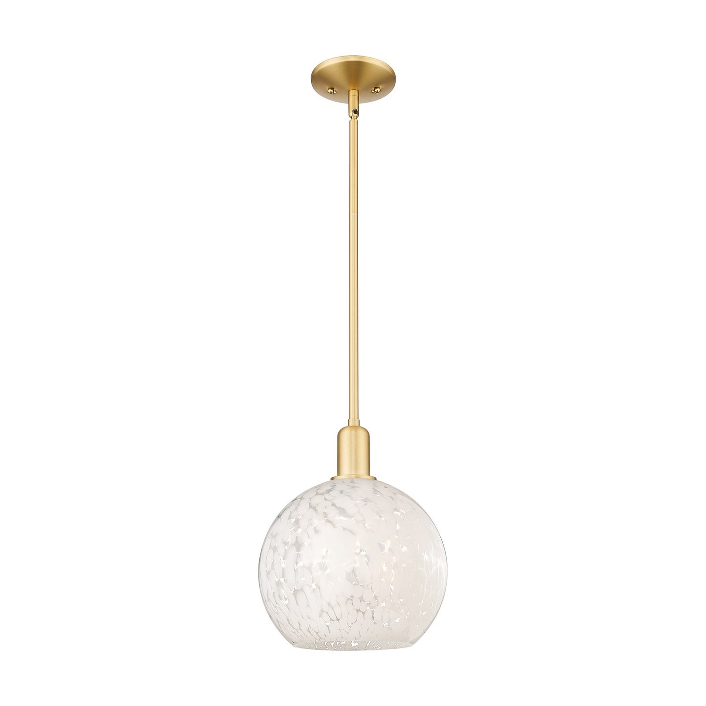 Innovations Lighting Arcadia 10in 1-Light Mini Pendant | Industrial Satin Gold Steel and White Mouchette Glass | Kitchen | Model 716-1S-SG-G1216-10WM