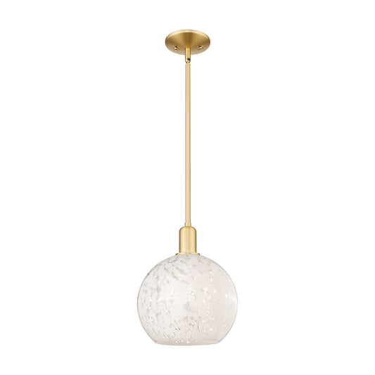 Innovations Lighting Arcadia 10in 1-Light Mini Pendant | Industrial Satin Gold Steel and White Mouchette Glass | Kitchen | Model 716-1S-SG-G1216-10WM