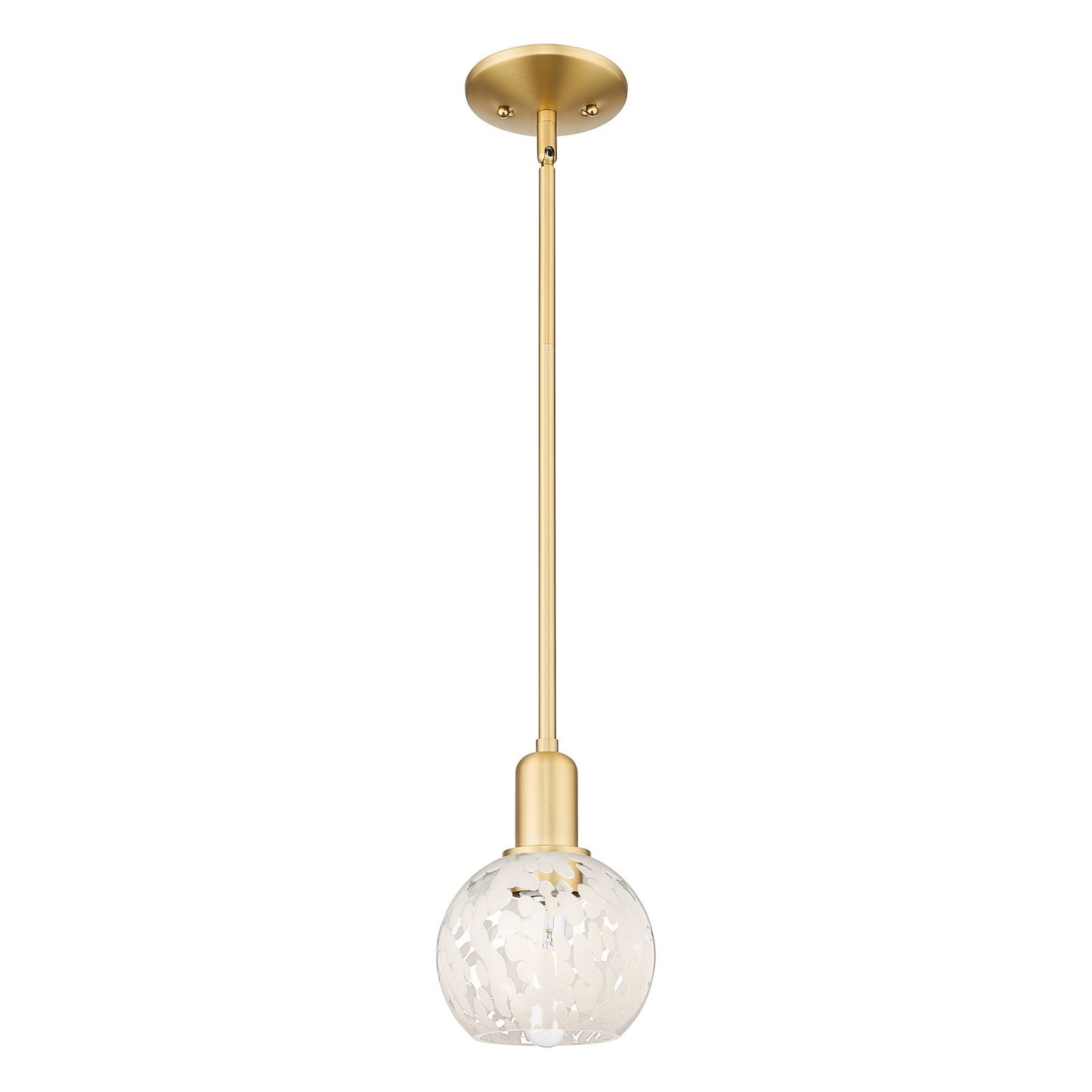 Innovations White Mouchette 6in 1-Light Mini Pendant | Industrial Satin Gold Steel and White Glass | Kitchen Island & Dining | Model 716-1S-SG-G1216-6WM
