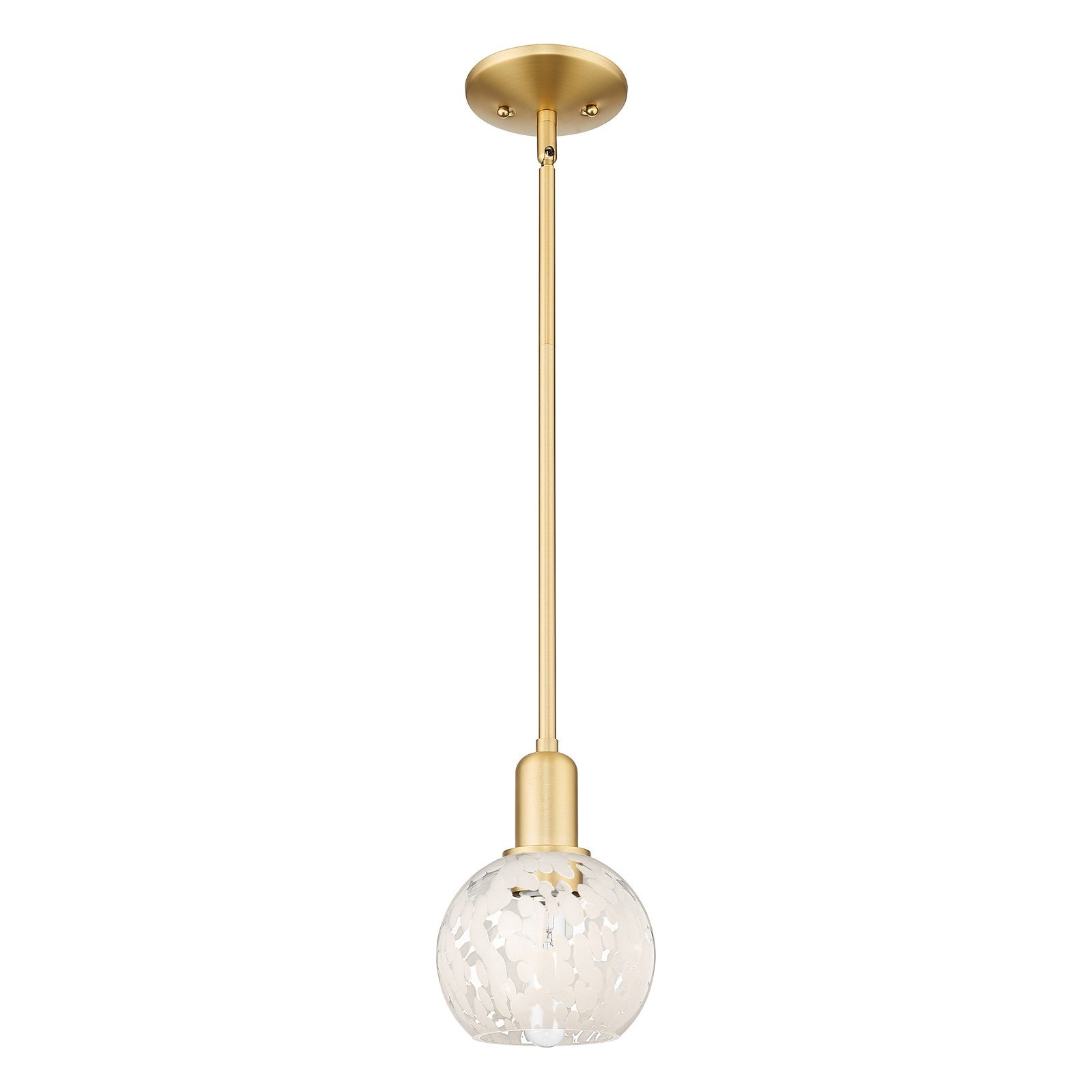 Innovations White Mouchette 6in 1-Light Mini Pendant | Industrial Satin Gold Steel and White Glass | Kitchen Island & Dining | Model 716-1S-SG-G1216-6WM
