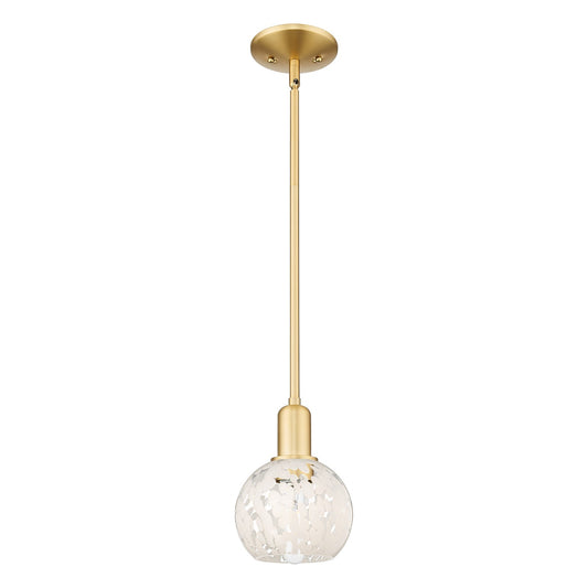 Innovations White Mouchette 6in 1-Light Mini Pendant | Industrial Satin Gold Steel and White Glass | Kitchen Island & Dining | Model 716-1S-SG-G1216-6WM