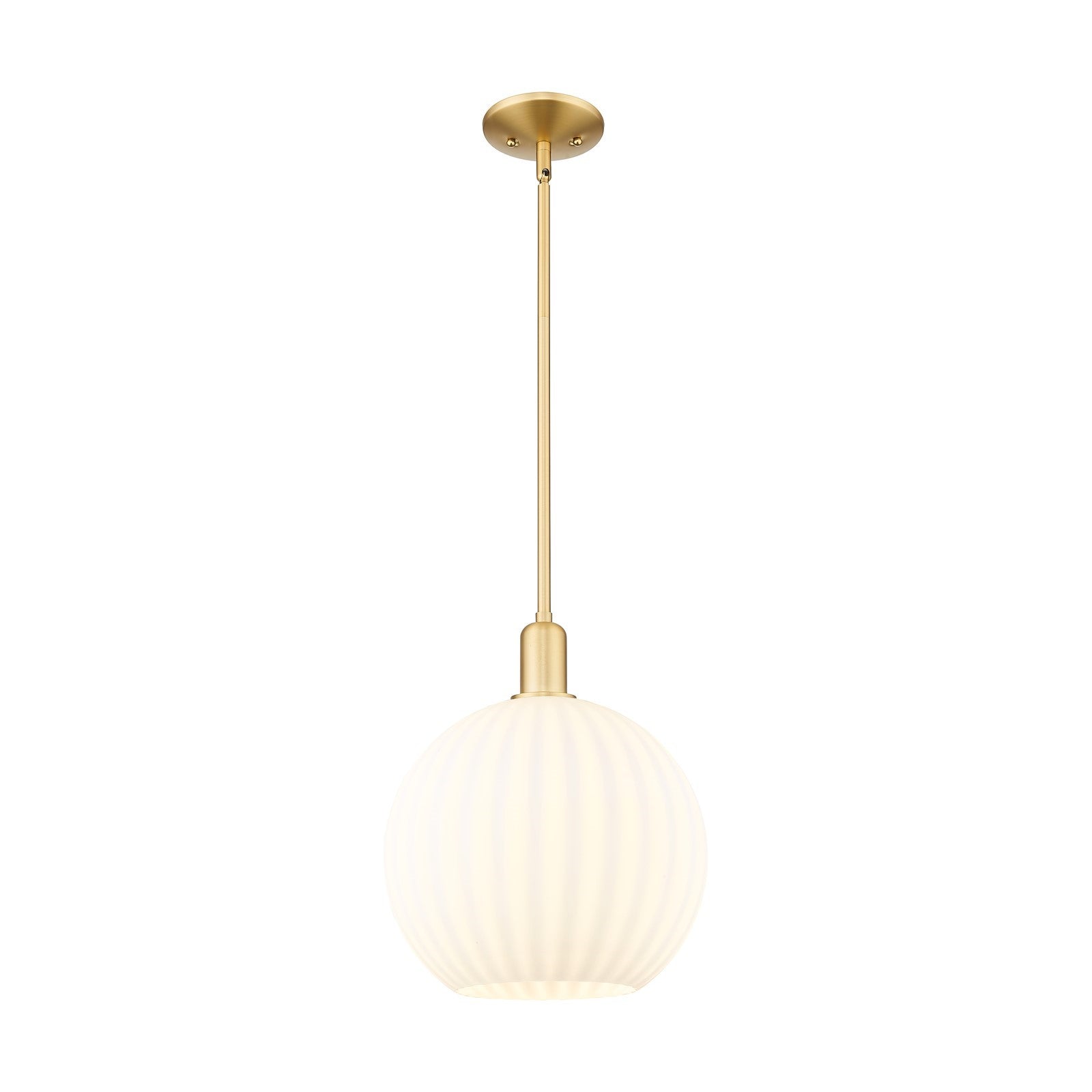 Innovations Lighting Arcadia 12in 1-Light Mini Pendant | Industrial Satin Gold Steel and White Venetian Glass | Kitchen | Model 716-1S-SG-G1217-12WV