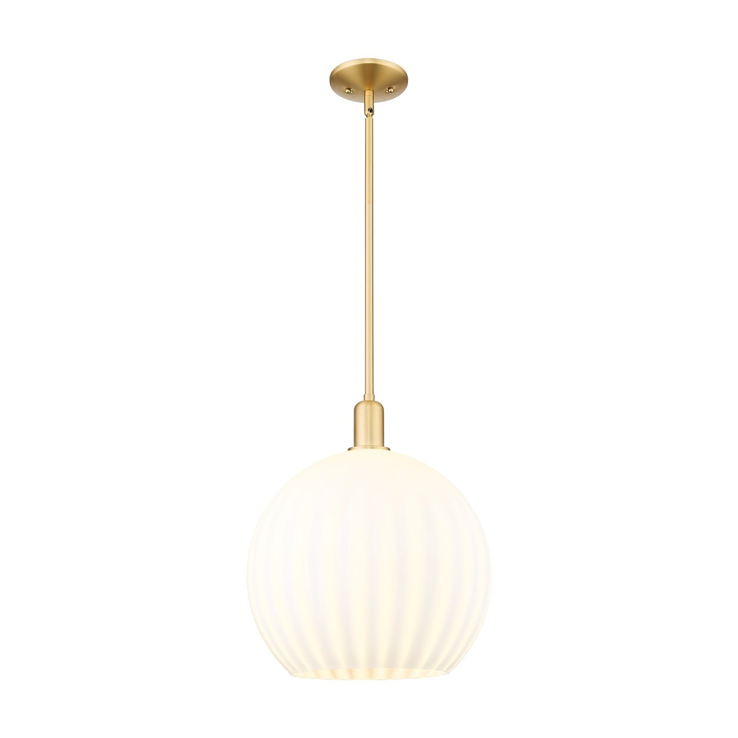 Innovations Lighting Arcadia 14in 1-Light Mini Pendant | Industrial Satin Gold and White Venetian Glass | Kitchen Island & | Model 716-1S-SG-G1217-14WV