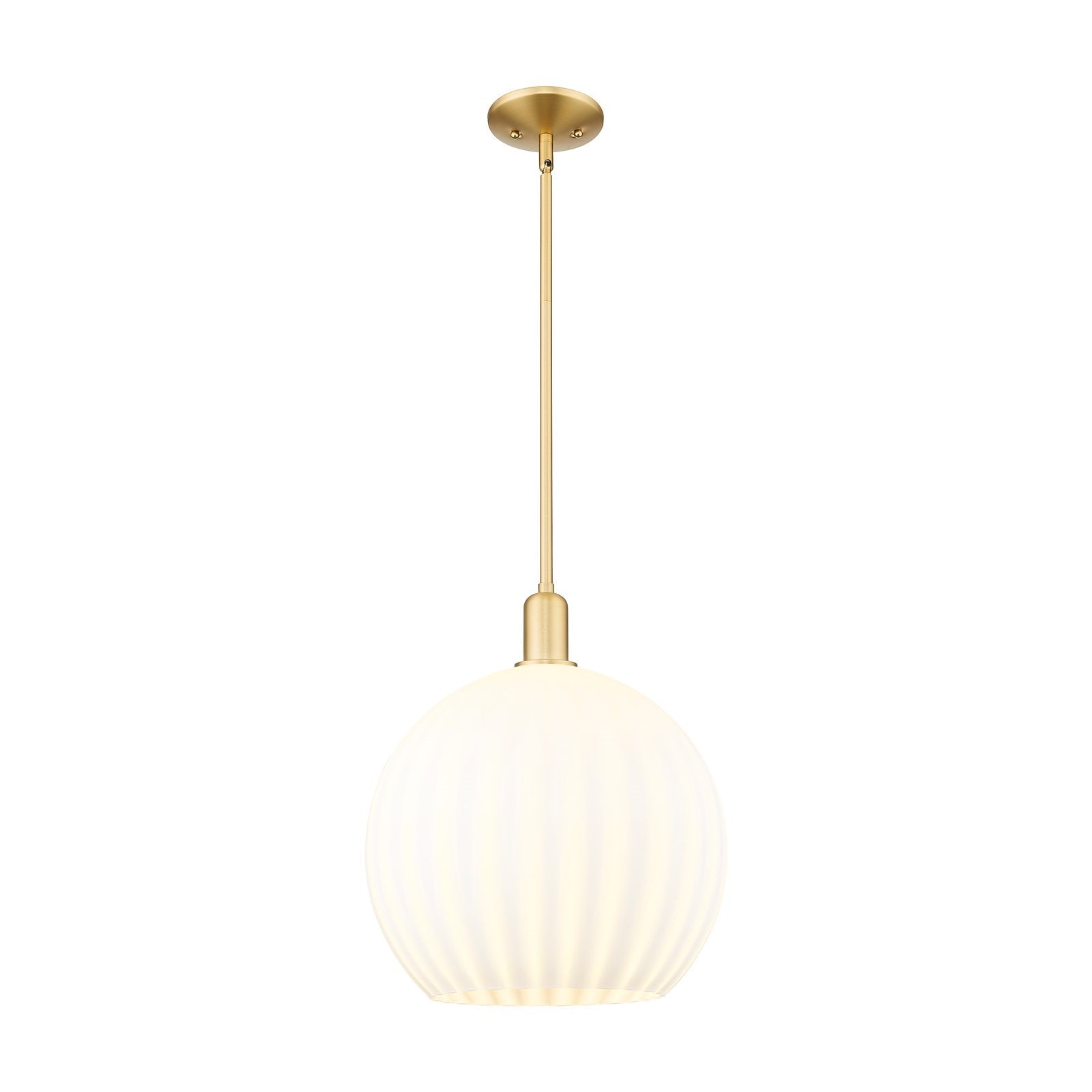 Innovations Lighting Arcadia 14in 1-Light Mini Pendant | Industrial Satin Gold and White Venetian Glass | Kitchen Island & | Model 716-1S-SG-G1217-14WV