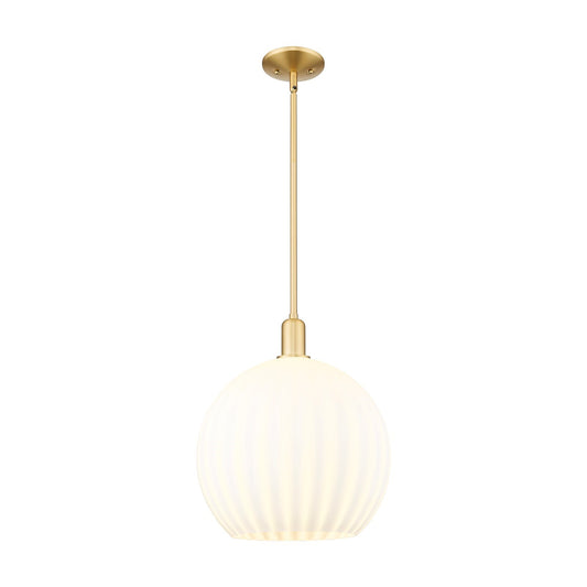 Innovations Lighting Arcadia 14in 1-Light Mini Pendant | Industrial Satin Gold and White Venetian Glass | Kitchen Island & | Model 716-1S-SG-G1217-14WV