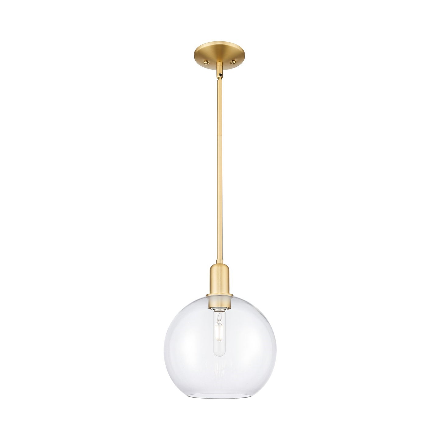 Innovations Athens 10in 1-Light Mini Pendant | Industrial Satin Gold Steel and Clear Glass | Kitchen Island & Dining Room | 10 x | Model 716-1S-SG-G122-10